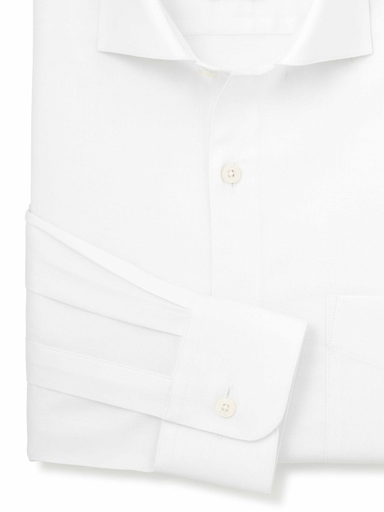 Savile Row Company White Classic Fit Stretch Cotton Herringbone Single Cuff Formal Shirt - Image 3 of 3 Savile Row Company White Classic Fit Stretch Cotton Herringbone Single Cuff Formal Shirt - Image 3 of 3