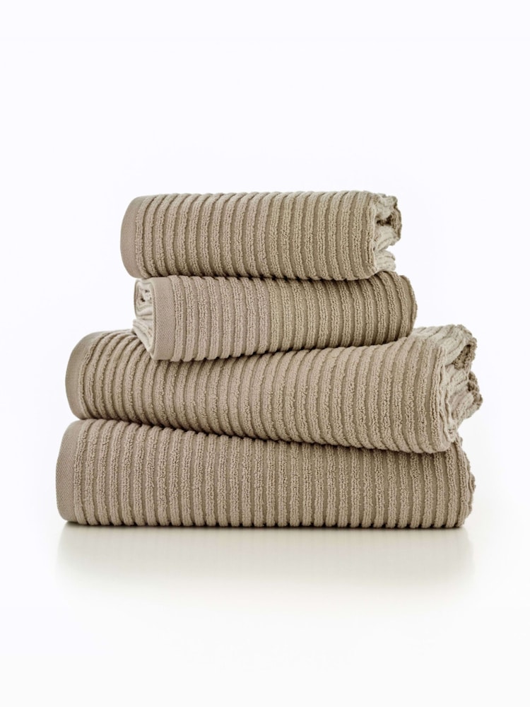 Deyongs Stone Sereno 100% Cotton Soft Ribbed Textured Towel - Image 2 of 2 Deyongs Stone Sereno 100% Cotton Soft Ribbed Textured Towel - Image 2 of 2