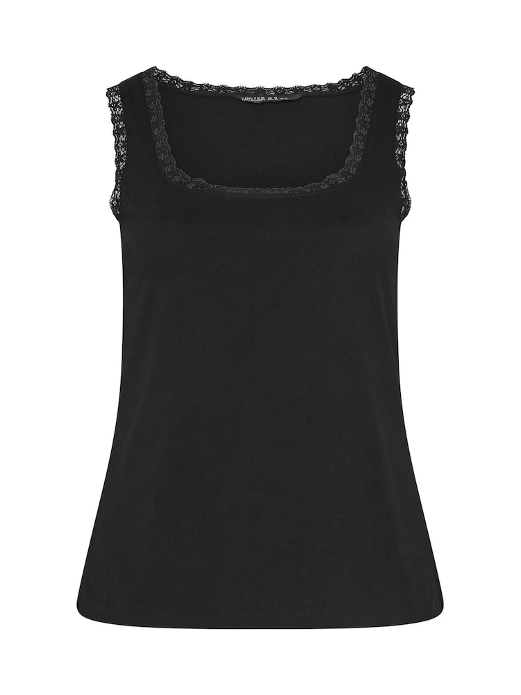 Yours Curve Black Lace Trim Vest Top - Image 5 of 5 Yours Curve Black Lace Trim Vest Top - Image 5 of 5