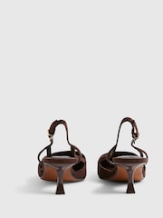 River Island Brown Faux Seude Slingback Heeled Court Shoes - Image 3 of 4