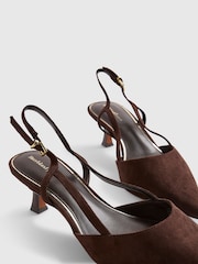 River Island Brown Faux Seude Slingback Heeled Court Shoes - Image 4 of 4