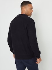 Threadbare Blue Zip Up Cardigan with Microfleece Lining - Image 4 of 4