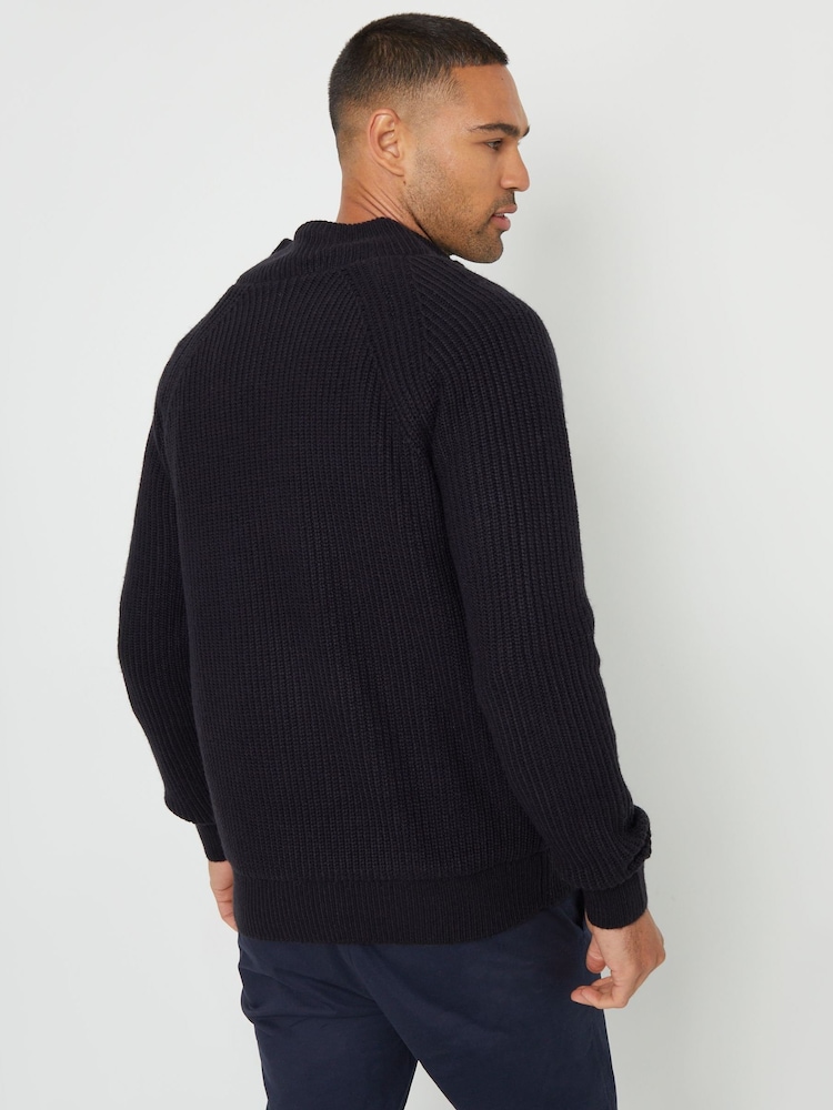 Threadbare Blue Zip Up Cardigan with Microfleece Lining - Image 4 of 4