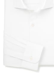 Balts - Savile Row Company Slim Fit Stretch Cotton Herringbone Single Cuff Formal Shirt - Attēls 2 no 3