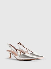 River Island Silver Slingback Heeled Court Shoes - Image 2 of 6