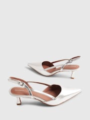 River Island Silver Slingback Heeled Court Shoes - Image 5 of 6