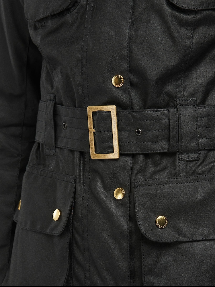 Barbour® International Black Waxed Iconic Biker Jacket - Image 15 of 15