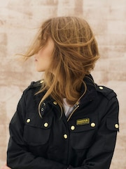 Barbour® International Black Waxed Iconic Biker Jacket - Image 3 of 15
