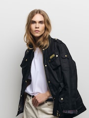 Barbour® International Black Waxed Iconic Biker Jacket - Image 5 of 15