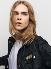 Barbour® International Black Waxed Iconic Biker Jacket - Image 7 of 15