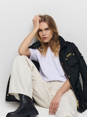 Barbour® International Black Waxed Iconic Biker Jacket - Image 8 of 15