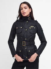 Barbour® International Black Waxed Iconic Biker Jacket - Image 9 of 15