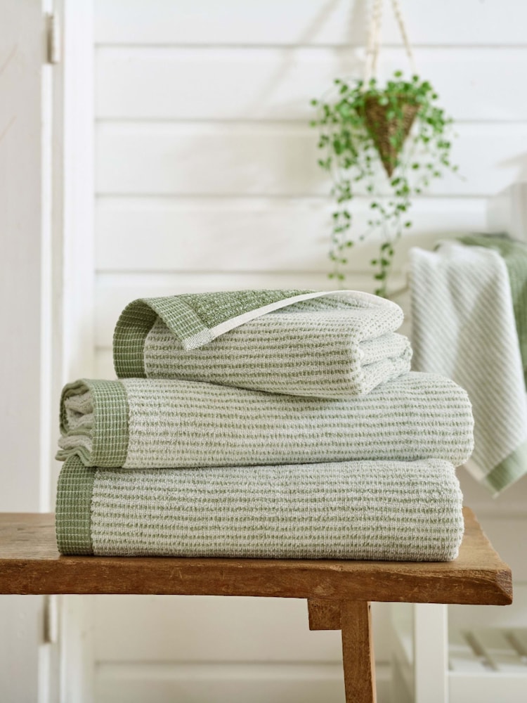 The Lyndon Company Sage Willow Weave Stripe Towel - Image 1 of 2 The Lyndon Company Sage Willow Weave Stripe Towel - Image 1 of 2