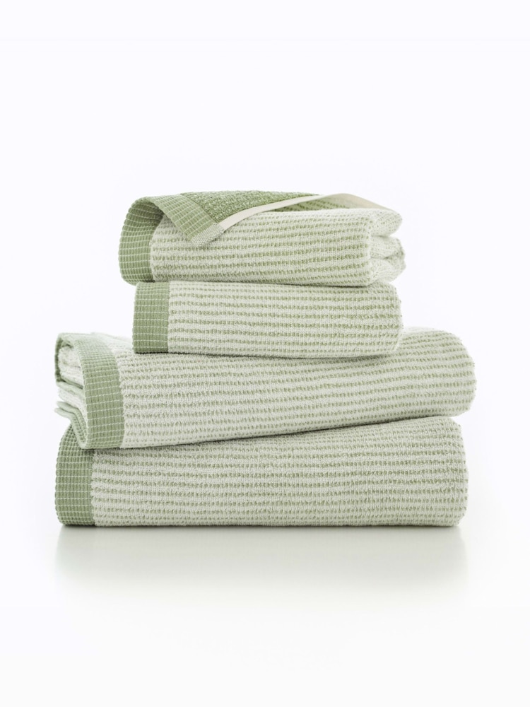 The Lyndon Company Sage Willow Weave Stripe Towel - Image 2 of 2 The Lyndon Company Sage Willow Weave Stripe Towel - Image 2 of 2