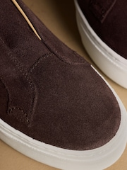 Russell & Bromley Brown Suede Park Up Laceless Flatform Trainers - Image 4 of 7