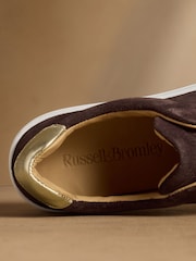 Russell & Bromley Brown Suede Park Up Laceless Flatform Trainers - Image 5 of 7