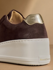Russell & Bromley Brown Suede Park Up Laceless Flatform Trainers - Image 6 of 7