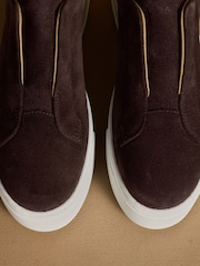 Russell & Bromley Brown Suede Park Up Laceless Flatform Trainers - Image 7 of 7