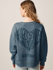 Charcoal Grey Licence Kurt Cobain Band Heart Back Graphic Slogan Sweatshirt - Image 1 of 6