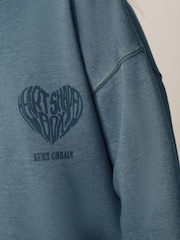 Charcoal Grey Licence Kurt Cobain Band Heart Back Graphic Slogan Sweatshirt - Image 4 of 6