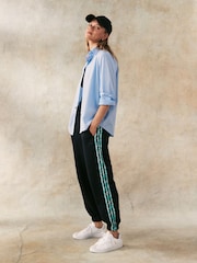adidas Black Animal 3 Stripe Joggers - Image 2 of 5