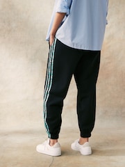 adidas Black Animal 3 Stripe Joggers - Image 4 of 5