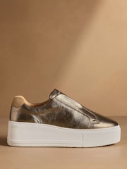 Russell & Bromley Metallic Park Up Laceless Flatform Trainers - Image 1 of 7