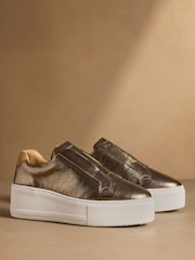 Russell & Bromley Metallic Park Up Laceless Flatform Trainers - Image 2 of 7