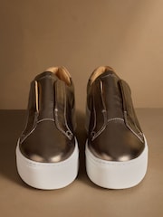 Russell & Bromley Metallic Park Up Laceless Flatform Trainers - Image 3 of 7