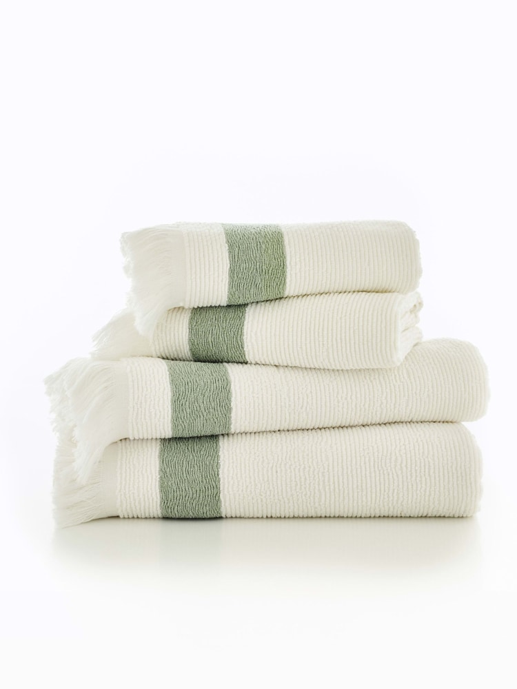 The Lyndon Company Sage Oakwood 100% Cotton Ridge Textured Towel - Image 2 of 2 The Lyndon Company Sage Oakwood 100% Cotton Ridge Textured Towel - Image 2 of 2