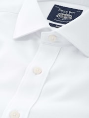 Savile Row Company White Slim Fit Cotton Dobby Double Cuff Formal Shirt - Image 2 of 3