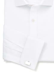 Savile Row Company White Slim Fit Cotton Dobby Double Cuff Formal Shirt - Image 3 of 3