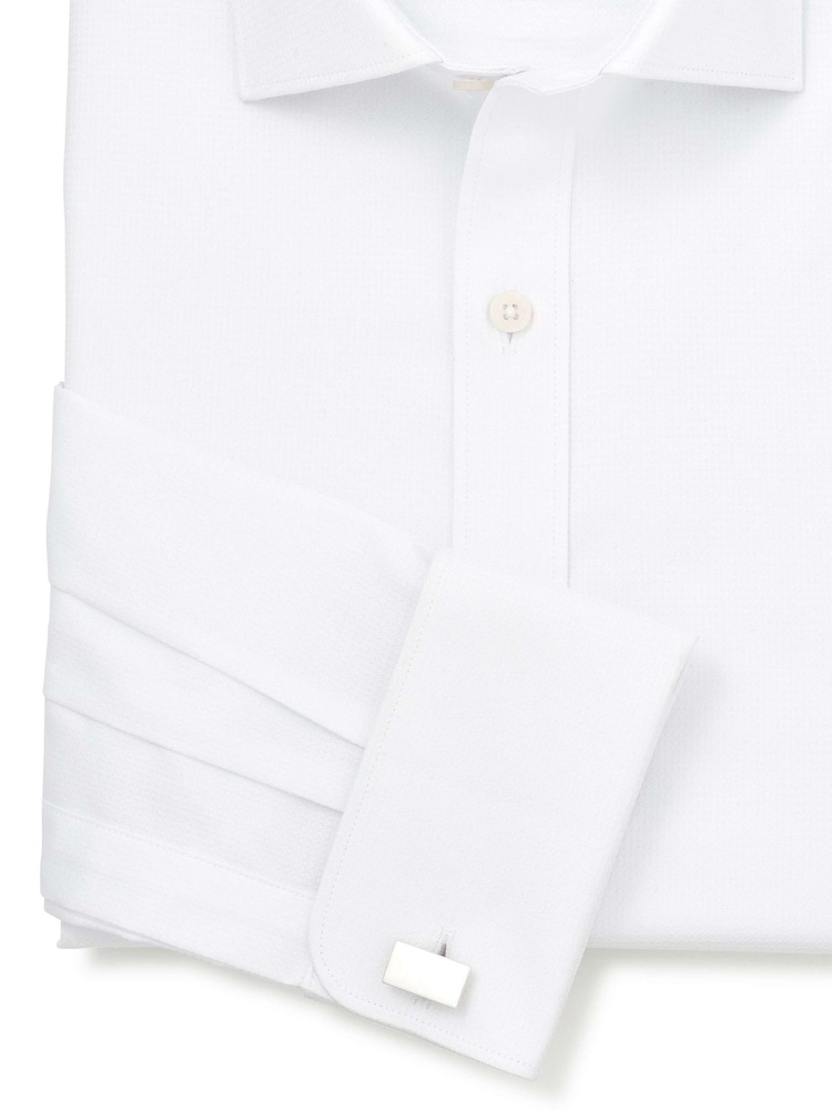 Savile Row Company White Slim Fit Cotton Dobby Double Cuff Formal Shirt - Image 3 of 3 Savile Row Company White Slim Fit Cotton Dobby Double Cuff Formal Shirt - Image 3 of 3