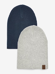 Siva/mornarsko modra - Komplet 2 kap beanie (3 mesecev-10 let) - Slika 1 iz 3