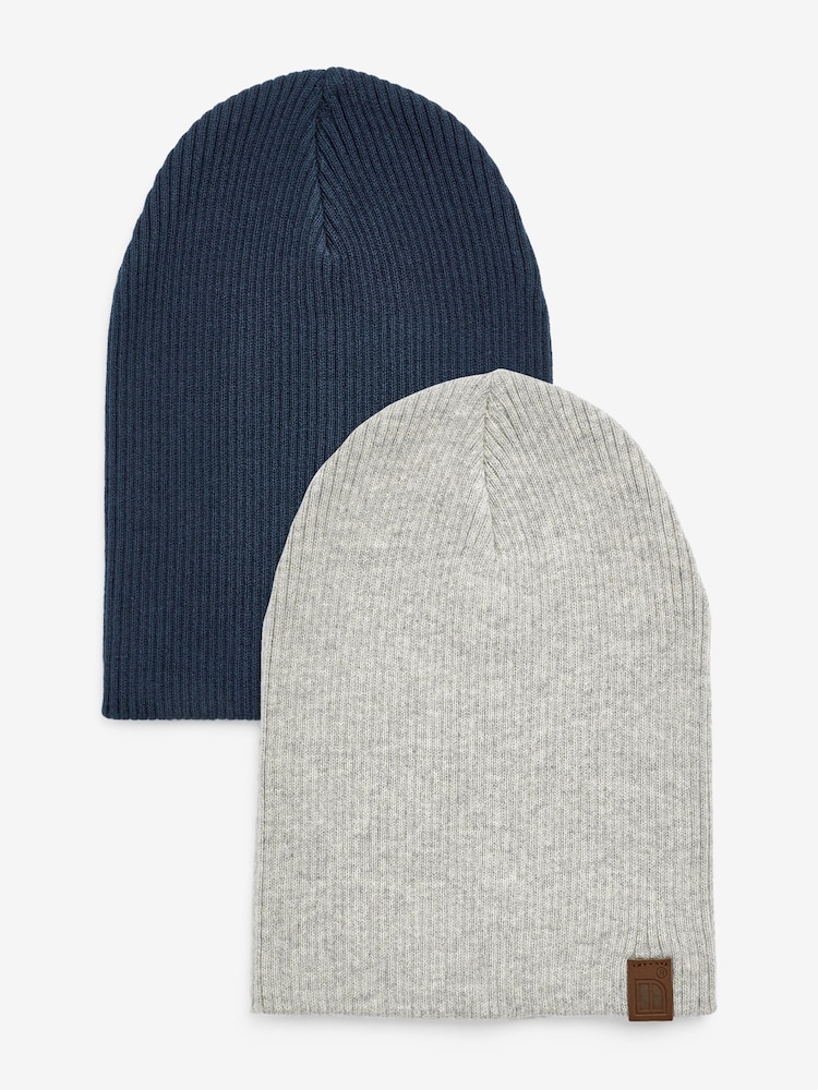 Siva/mornarsko modra - Komplet 2 kap beanie (3 mesecev-10 let) - Slika 1 iz 3