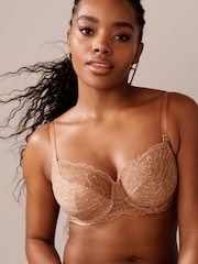 Neutral Spot Print/White 2 Pack DD+ Non Pad Wired Full Cup Microfibre Lace Bras - Image 3 of 8