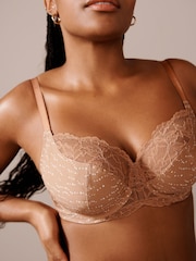 Neutral Spot Print/White 2 Pack DD+ Non Pad Wired Full Cup Microfibre Lace Bras - Image 4 of 8