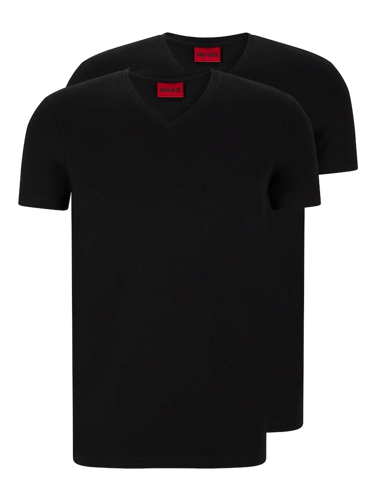 HUGO Black V-Neck T-Shirts 2 Pack - Image 1 of 5 HUGO Black V-Neck T-Shirts 2 Pack - Image 1 of 5