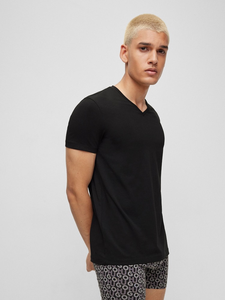 HUGO Black V-Neck T-Shirts 2 Pack - Image 2 of 5