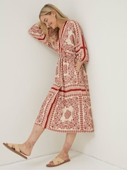 FatFace Natural Effie Bandana Midi Dress - Image 1 of 5