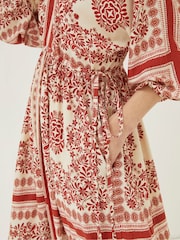 FatFace Natural Effie Bandana Midi Dress - Image 4 of 5