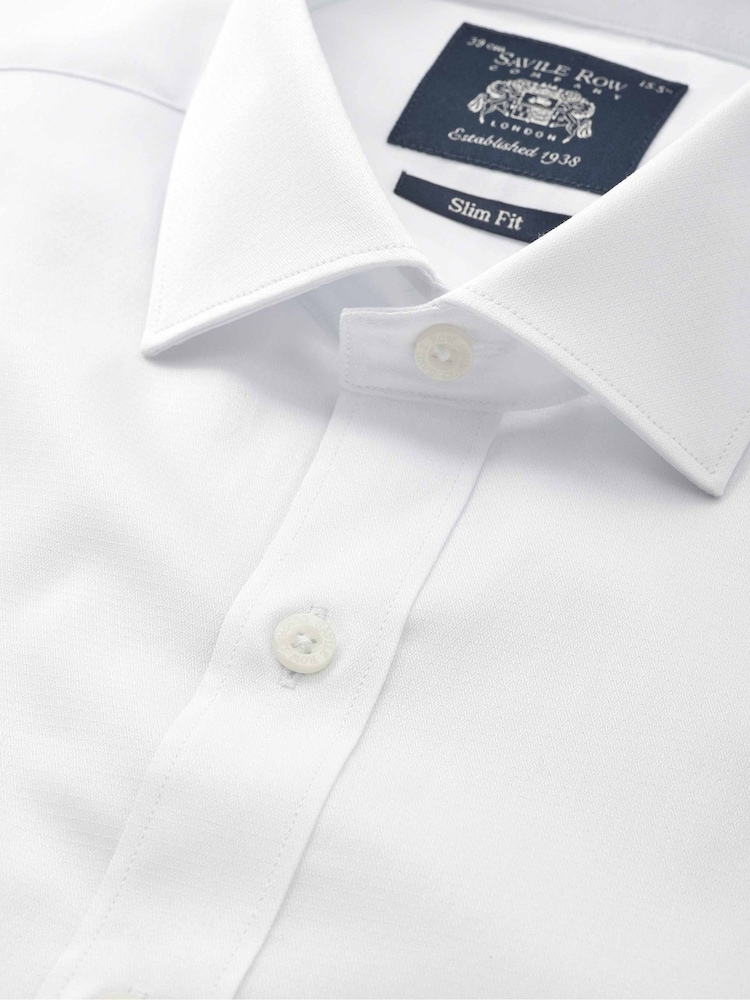 Savile Row Company White Slim Fit Cotton Dobby Single Cuff Formal Shirt - Image 2 of 3 Savile Row Company White Slim Fit Cotton Dobby Single Cuff Formal Shirt - Image 2 of 3