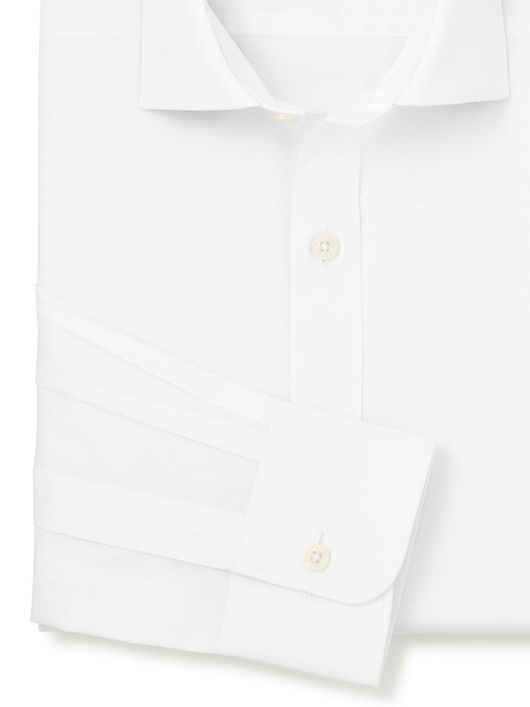 Savile Row Company White Slim Fit Cotton Dobby Single Cuff Formal Shirt - Image 3 of 3 Savile Row Company White Slim Fit Cotton Dobby Single Cuff Formal Shirt - Image 3 of 3
