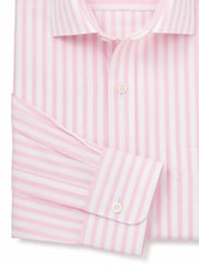Rosa - Savile Row Company Classic Fit Formelles Hemd aus gestreiftem Baumwollpopeline mit einfacher Manschette - Bild 2 von 3