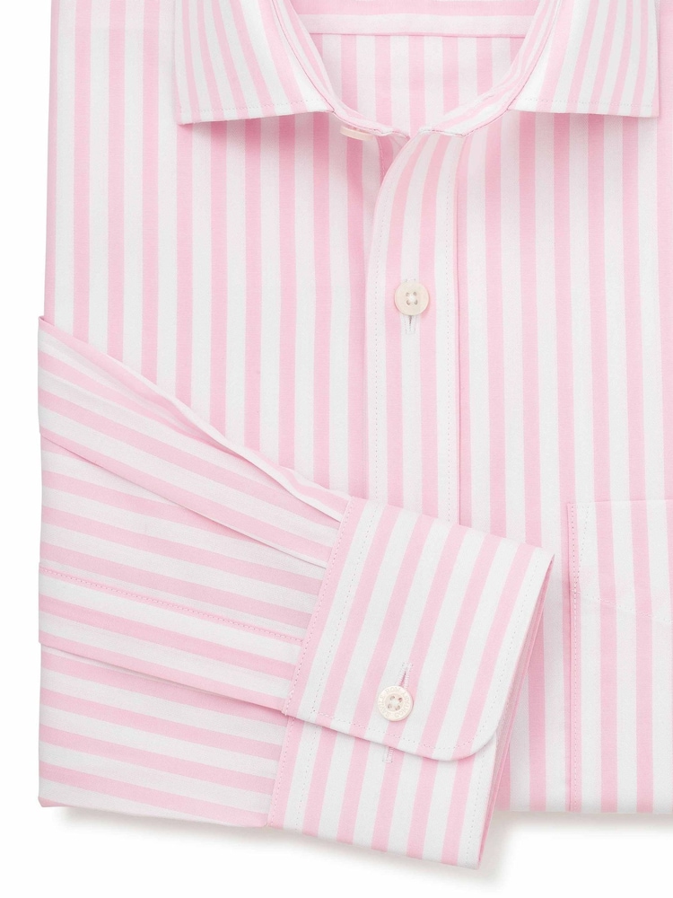 Rosa - Savile Row Company Classic Fit Formelles Hemd aus gestreiftem Baumwollpopeline mit einfacher Manschette - Bild 2 von 3 Rosa - Savile Row Company Classic Fit Formelles Hemd aus gestreiftem Baumwollpopeline mit einfacher Manschette - Bild 2 von 3