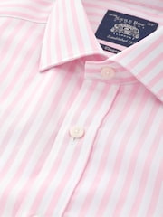 Rosa - Savile Row Company Classic Fit Formelles Hemd aus gestreiftem Baumwollpopeline mit einfacher Manschette - Bild 3 von 3