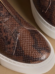 Russell & Bromley Brown Snake Park Mid Flatform Laceless Trainers - Image 4 of 7