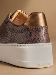 Russell & Bromley Brown Snake Park Mid Flatform Laceless Trainers - Image 6 of 7