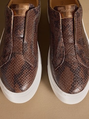Russell & Bromley Brown Snake Park Mid Flatform Laceless Trainers - Image 7 of 7