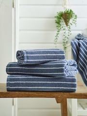 Deyongs Blue Malmo 100% Cotton Stripe Towel - Image 1 of 3